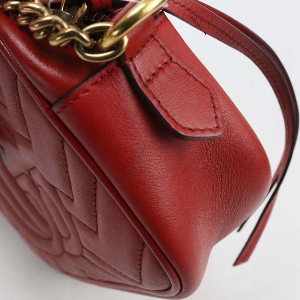 GUCCI Red GG Marmont Shoulder Bag - Picture 5 of 9